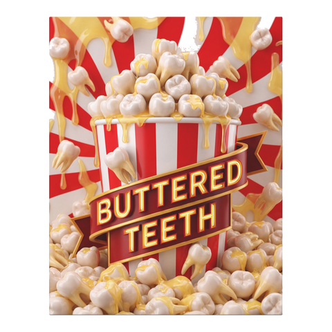 Extra Butter Molars — Weird Popcorn Teeth Wall Art — 0.75''