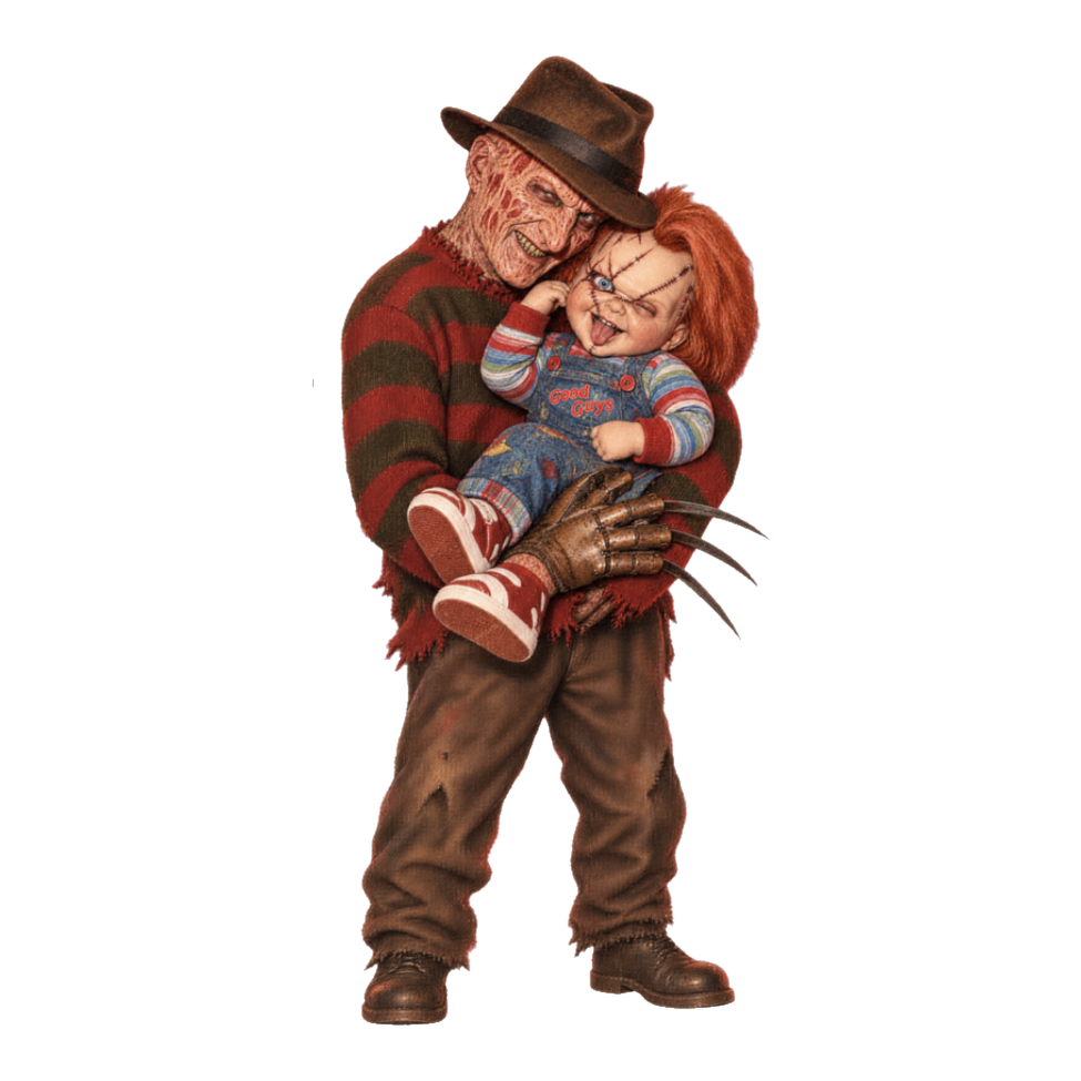Family Portrait 1988 Sticker — Funny Freddy Krueger Chucky — White