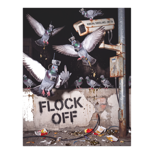 Flock Off Anti-Surveillance Pigeon Wall Art