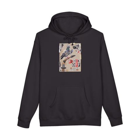 Flock Off Hoodie — Birds Aren't Real Conspiracy Theory Joke — Black