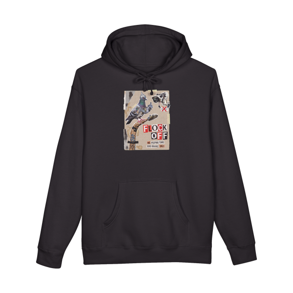 Flock Off Hoodie — Birds Aren't Real Conspiracy Theory Joke — Black