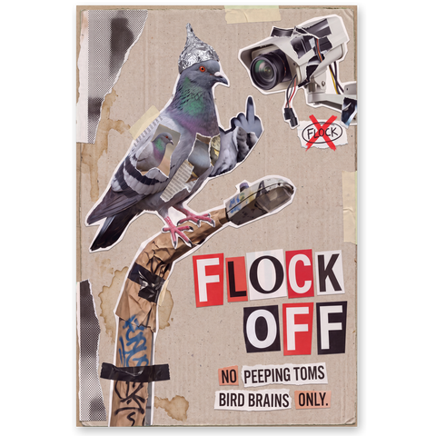 Flock Off Poster — Funny Anti-Surveillance Camera Wall Art