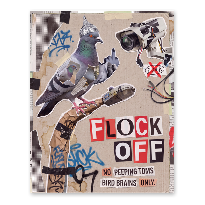 Flock Off Poster — Funny Anti-Surveillance Camera Wall Art