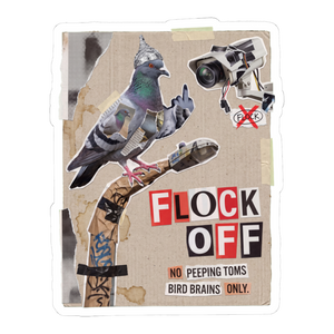 Flock Off Sticker — Funny Anti-Surveillance Camera Pigeon Decal