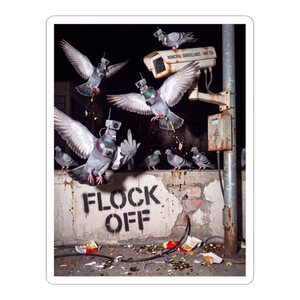 Flock Off — Funny Anti-Surveillance Pigeon Sticker