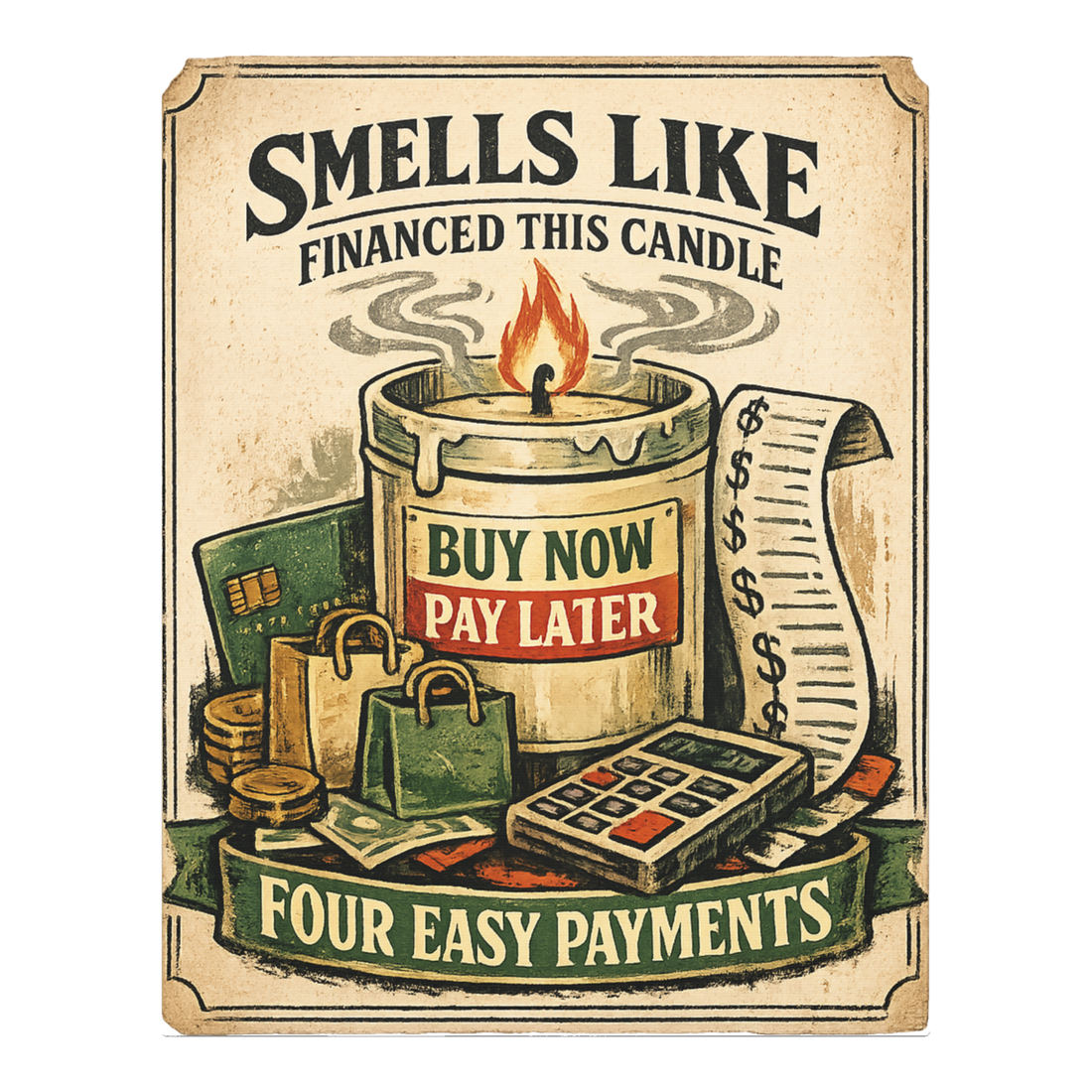 Four Easy Payments — Funny Debt Wall Art — 0.75''