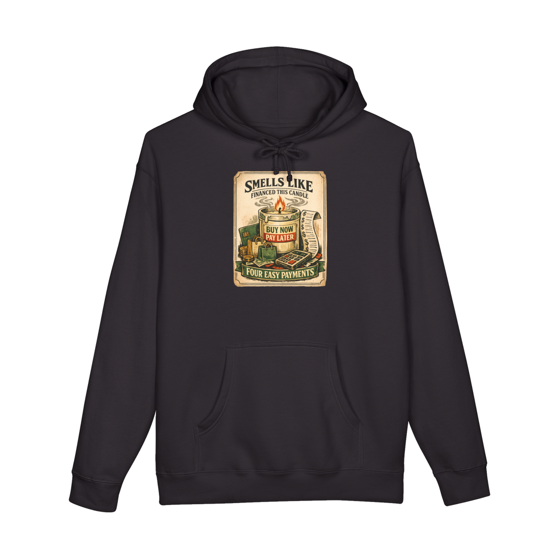 Four Easy Payments Hoodie — Funny Buy Now Pay Later Gift — Black