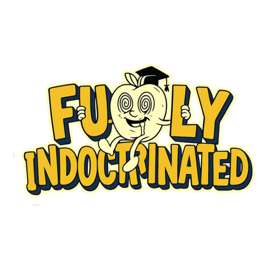 Fully Indoctrinated Sticker — Funny Compliance Mascot Decal