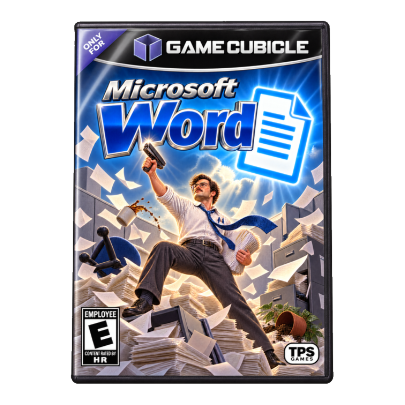 Game Cubicle Sticker — Funny Office Video Game Parody — White
