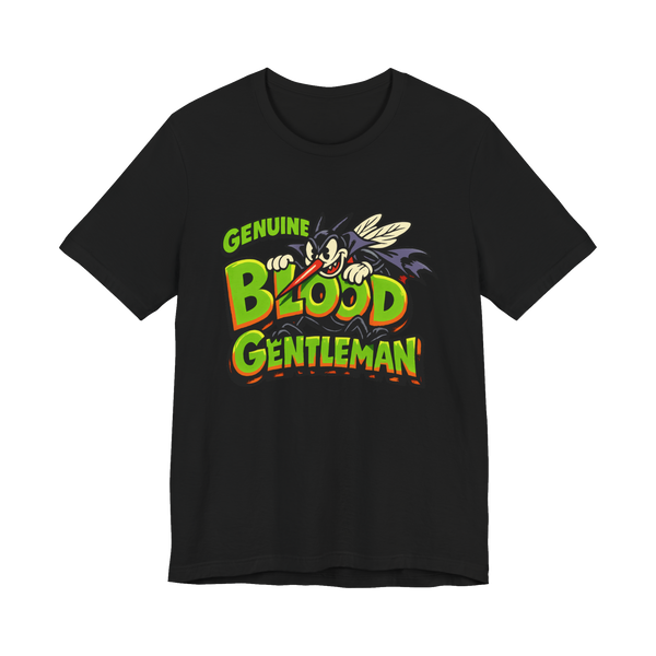 A bootleg Halloween graphic featuring a mosquito dressed as a vampire, reading Genuine Blood Gentleman.
