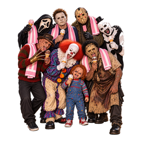 Good Guys Ice Cream Social Sticker — Horror Movie Villains Ice Cream — White