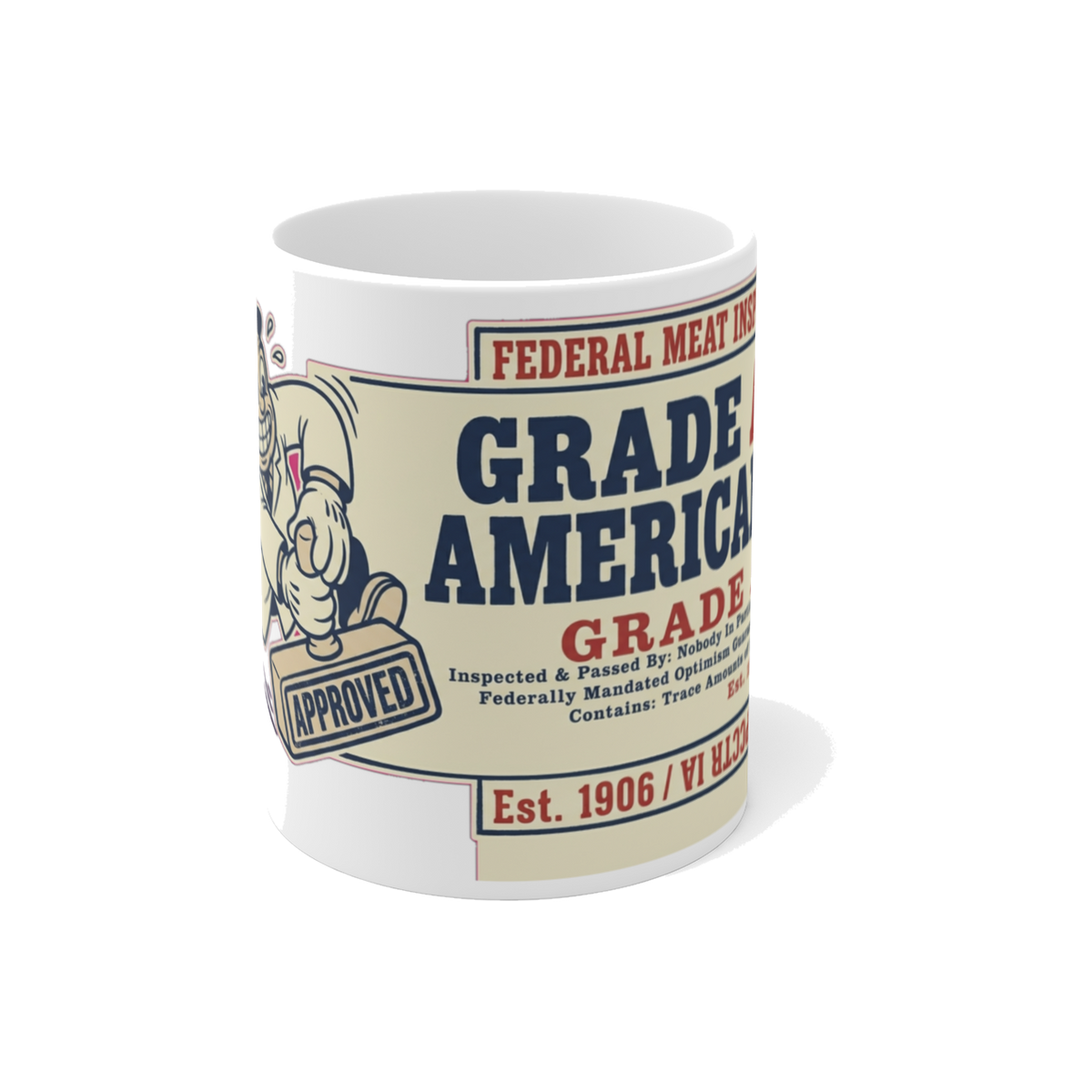 Grade A American Stamp — Funny Retro Inspector Coffee Mug