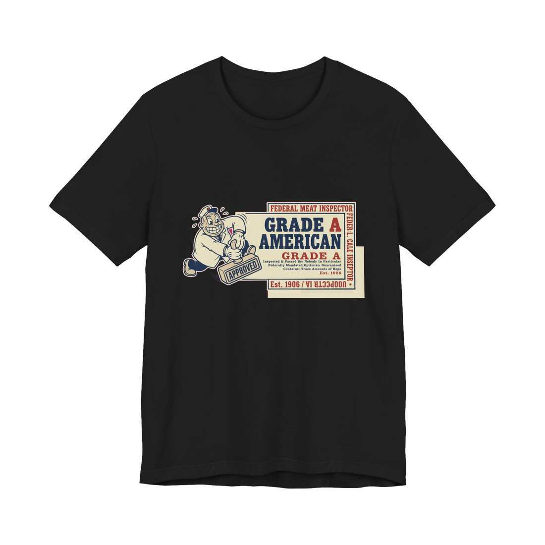 Grade A American Tee — Funny Ironic Mascot Shirt — Black
