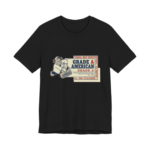 Grade A American Tee — Funny Ironic Mascot Shirt — Black