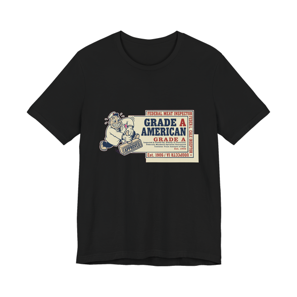 Grade A American Tee — Funny Ironic Mascot Shirt — Black