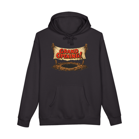 Grand Opening funny cemetery graphic on a hoodie