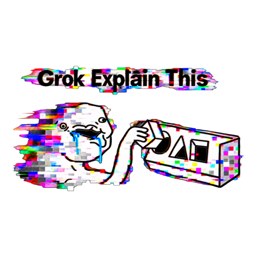 Grok Explain This Sticker — Brainlet Wojak Artificial Intelligence Ai — White