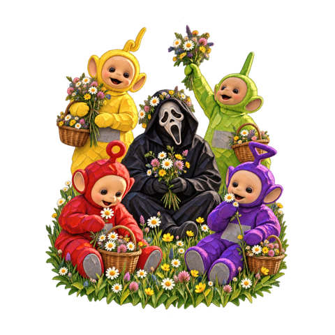 Healing Era Sticker — Funny Teletubbies Ghostface Scream — White
