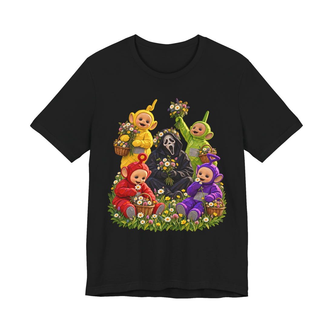 Healing Era T-Shirt — Funny Teletubbies Ghostface Scream — Black