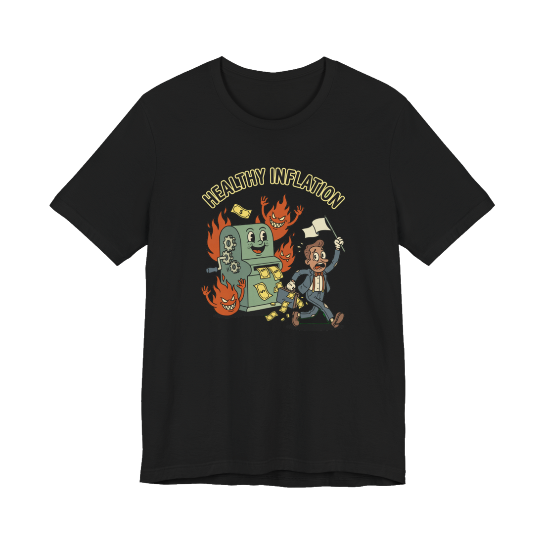 Healthy Inflation — Funny Federal Reserve Economics T-Shirt — Black