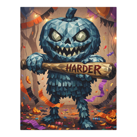 Hit Me Harder Canvas — Spooky Season Opens Funny Pumpkin Pinata Kink — 0.75''