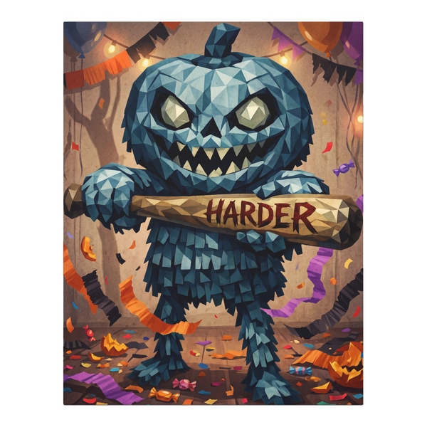 Hit Me Harder Canvas — Spooky Season Opens Funny Pumpkin Pinata Kink — 0.75''
