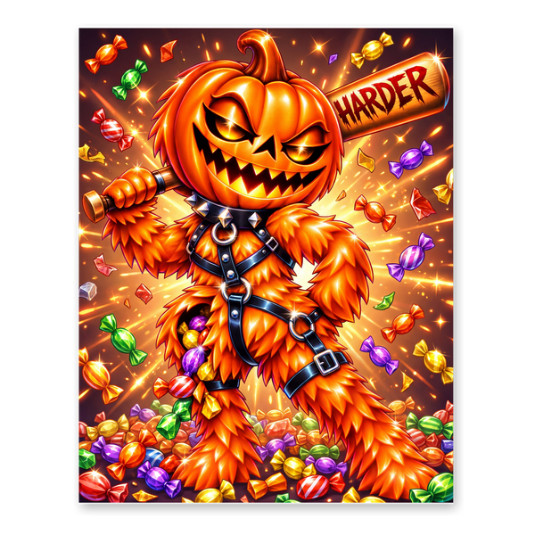 Hit Me Harder Poster — Spooky Season Opens Funny Pumpkin Pinata Kink