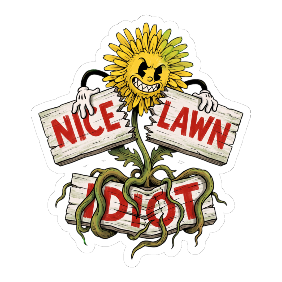 HOA Spite Weed — Funny Lawn Care Sticker — White