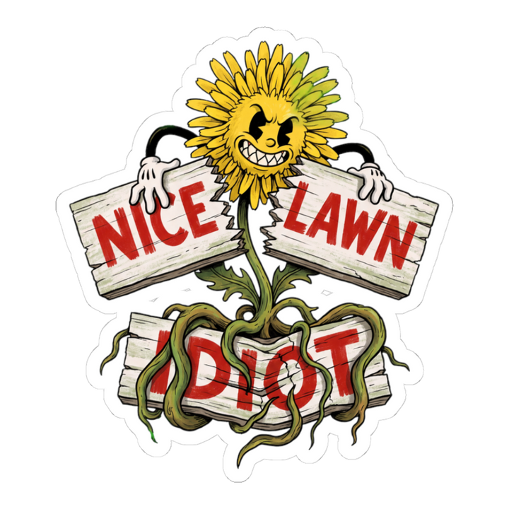 HOA Spite Weed — Funny Lawn Care Sticker — White