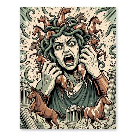 Hold Your Horses — Funny Medusa Horse Poster