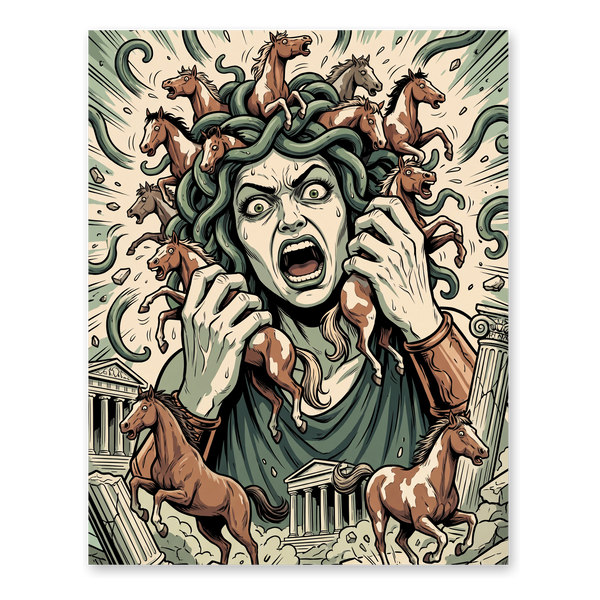 Hold Your Horses — Funny Medusa Horse Poster