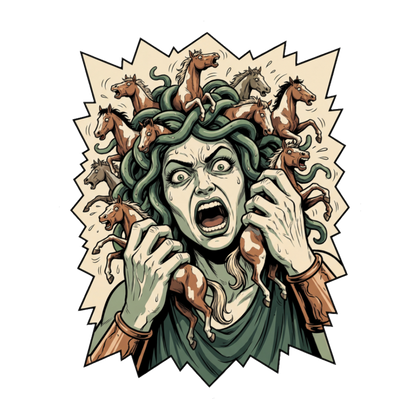 Hold Your Horses Funny Medusa Sticker