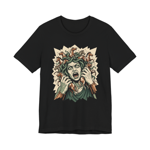 Hold Your Horses — Funny Medusa Horse Hair T-Shirt — Black