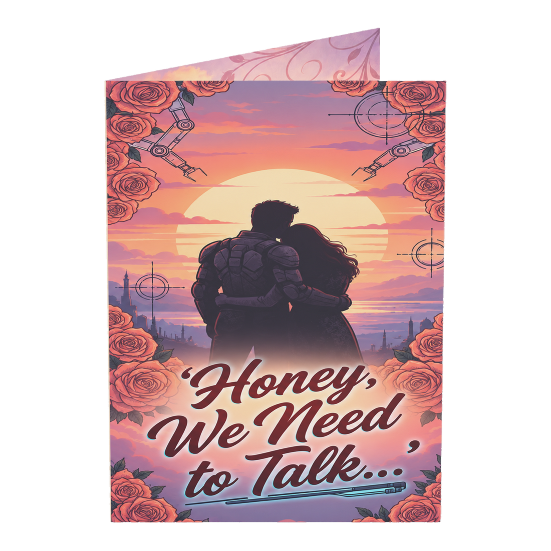 Honey, We Need to Talk — Cool Mech Suit Greeting Card — 3.5" x 4.9" (Vertical) / Coated (both sides) / 1 pc