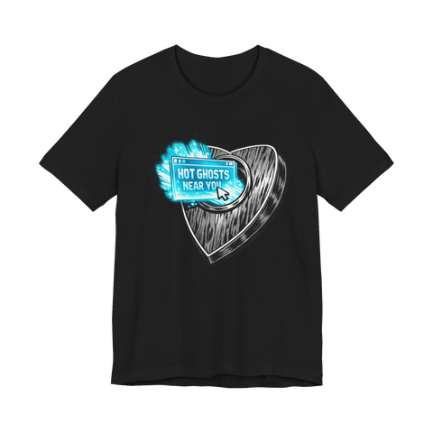 Hot Local Poltergeists T-Shirt — Ouija Board Pop Up Ad Occult Spam — Black