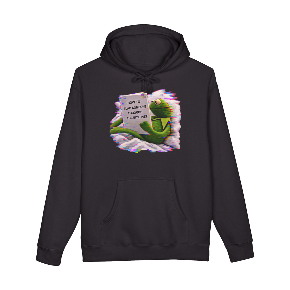 How To Slap Someone Through The Internet Hoodie — Kermit the Frog Meme — Black