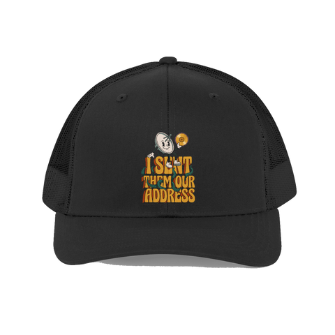 Embroidered I Doxxed Earth dad hat featuring a retro rubber-hose style Earth character