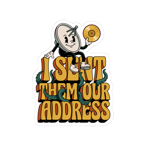A die-cut sticker featuring a vintage rubber-hose cartoon character and the text I Doxxed Earth.