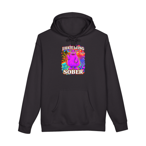 I Hate Being Sober Hoodie — Grimace Mcdonald's Fast Food Psychedelic — Black