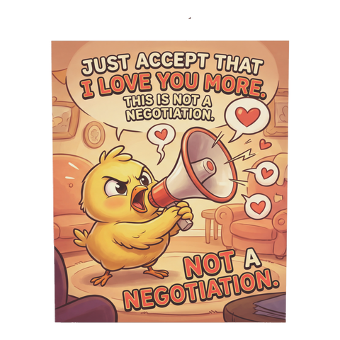 I Love You More Threat Cute Chick Funny Love Greeting Card — 3.5" x 4.9" (Vertical) / Coated (both sides) / 1 pc