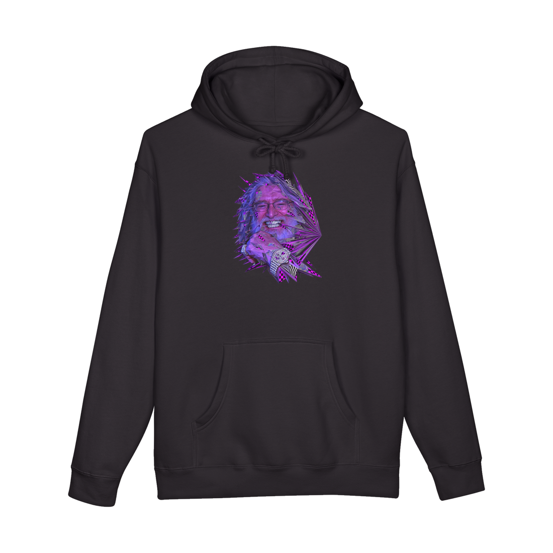 Iced Out Gaben Hoodie — Gabe Newell Steam Pc Gaming Glitch Art — Black