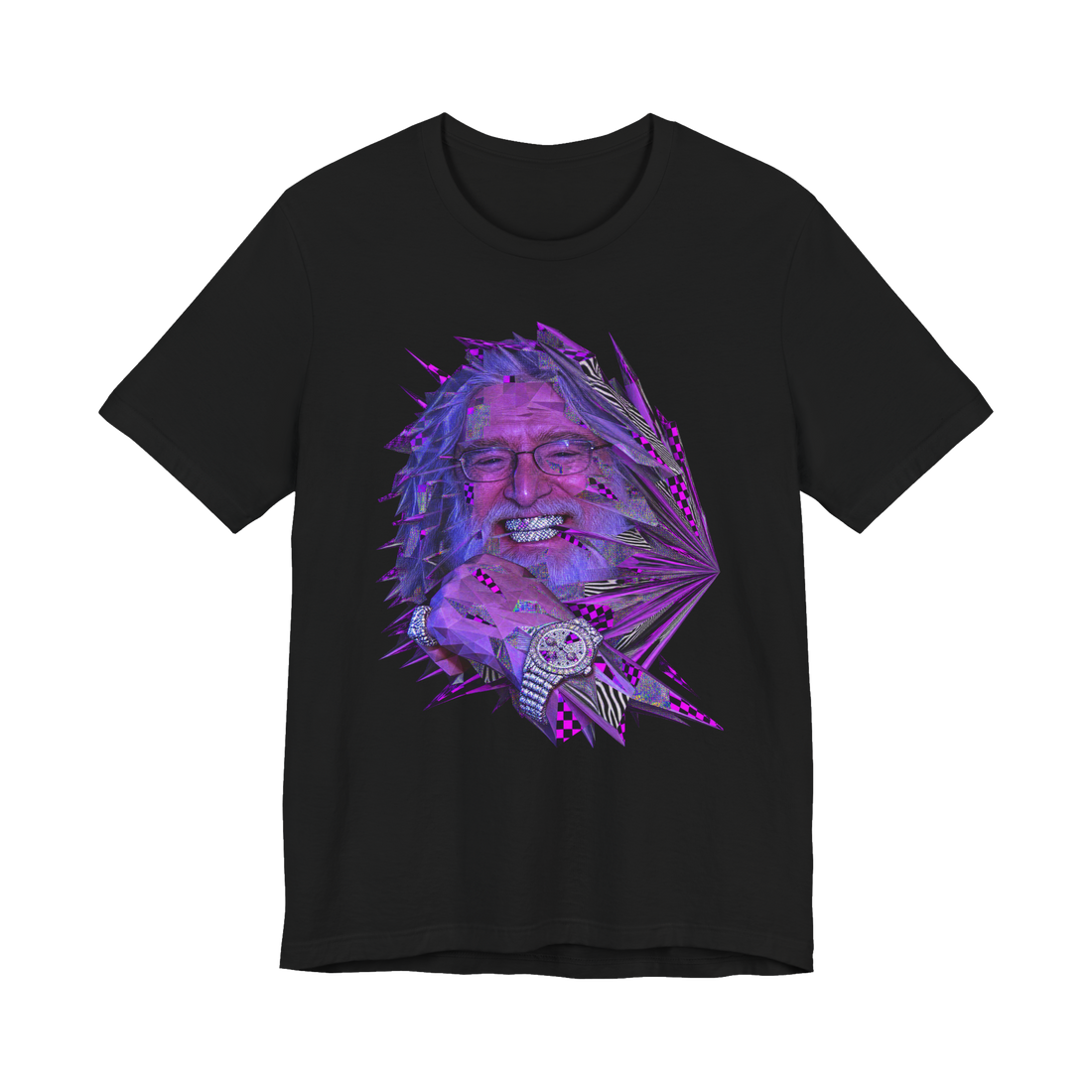 Iced Out Gaben T-Shirt — Gabe Newell Steam Pc Gaming Glitch Art — Black