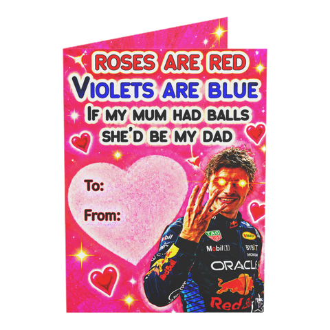 If My Mum Had Balls Max Verstappen F1 Funny Valentine's Day Greeting Card — 3.5" x 4.9" (Vertical) / Coated (both sides) / 1 pc