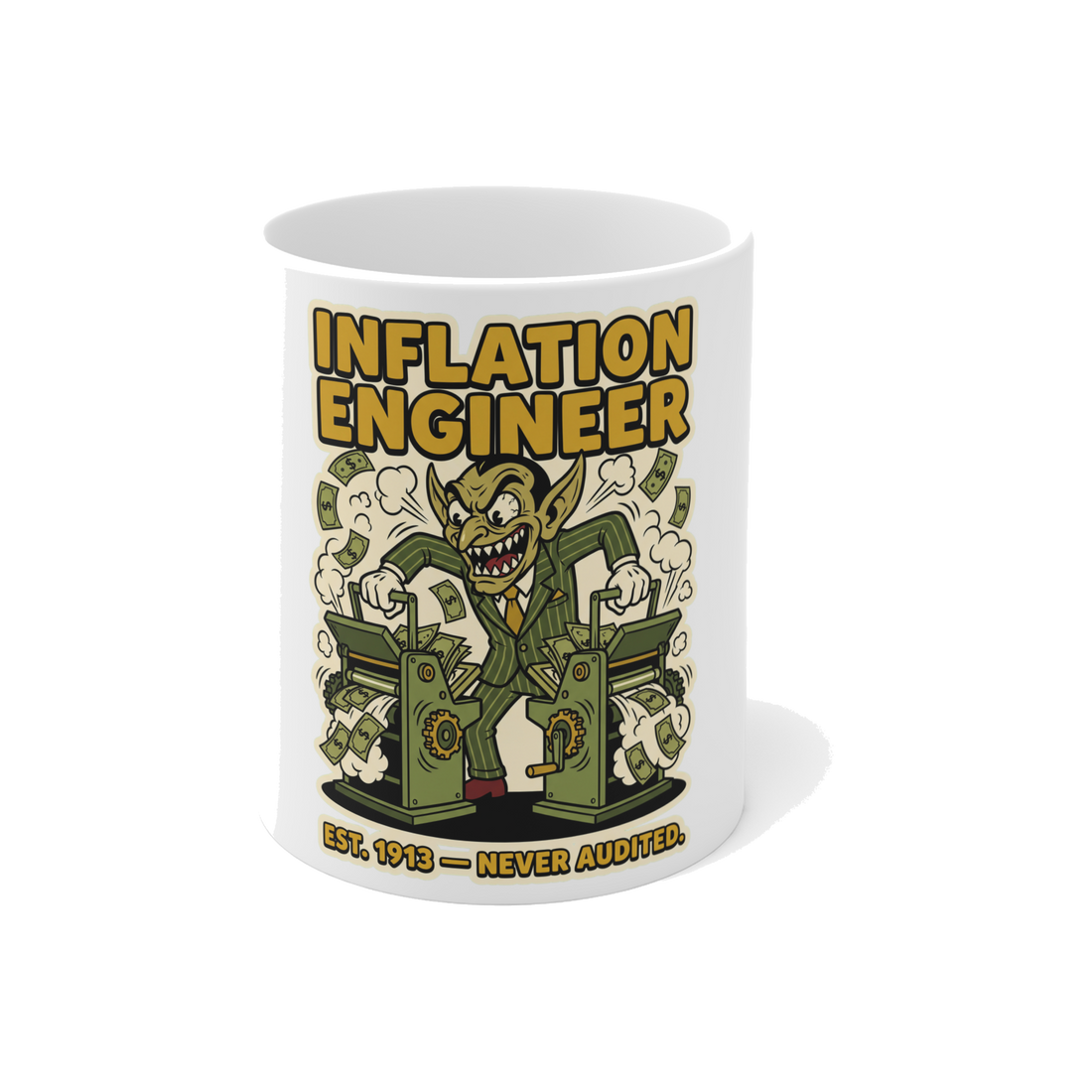 Inflation Engineer Mug — Funny Money Printer Go Brrr Coffee Cup