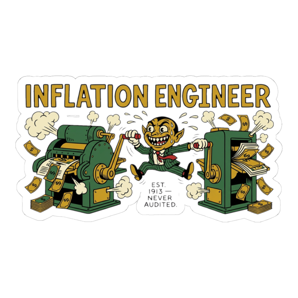 Inflation Engineer Sticker — Money Printer Go Brrr Decal