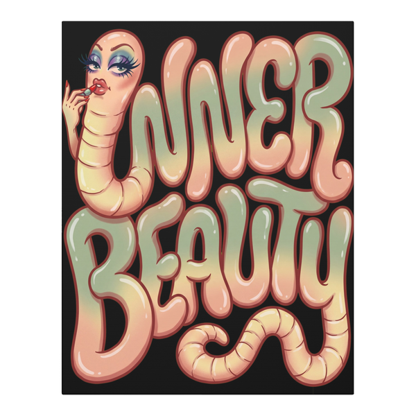 Inner Beauty Tapeworm Wall Art — Funny Biology Decor — 0.75''