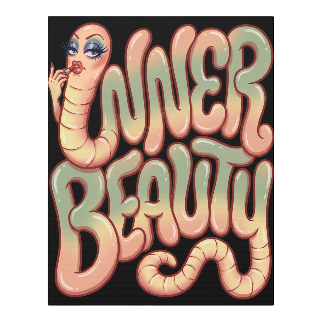 Inner Beauty Tapeworm Wall Art — Funny Biology Decor — 0.75''