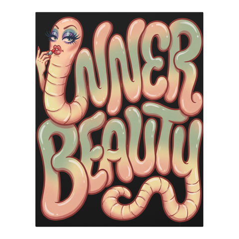 Inner Beauty Tapeworm Wall Art — Funny Biology Decor — 0.75''