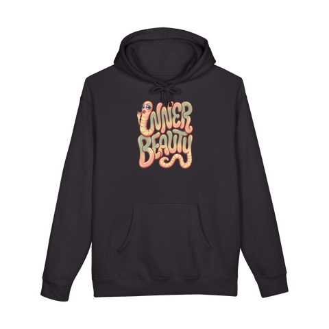 Inner Beauty Tapeworm Hoodie — Funny Dark Humor Biology Gift — Black