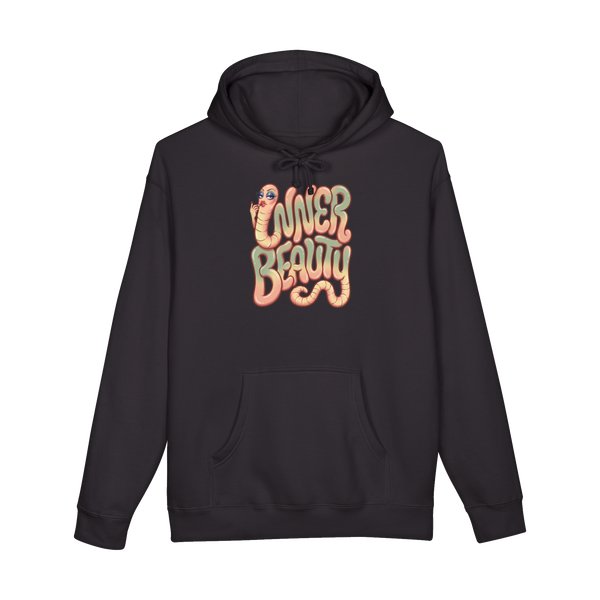 Inner Beauty Tapeworm Hoodie — Funny Dark Humor Biology Gift — Black